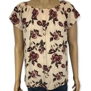BOGO Wishful Park Blush Pink Floral Rose Top Size M